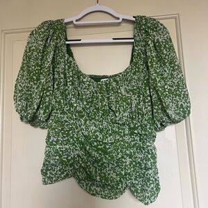 Green Floral Women's Top